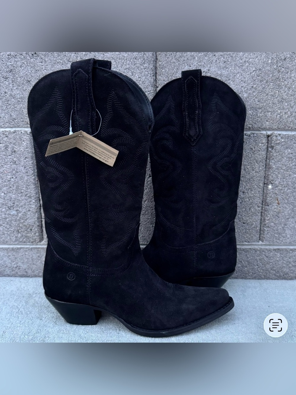 DINGO Out West Cowboy Boot Black Suede Size 7.5
